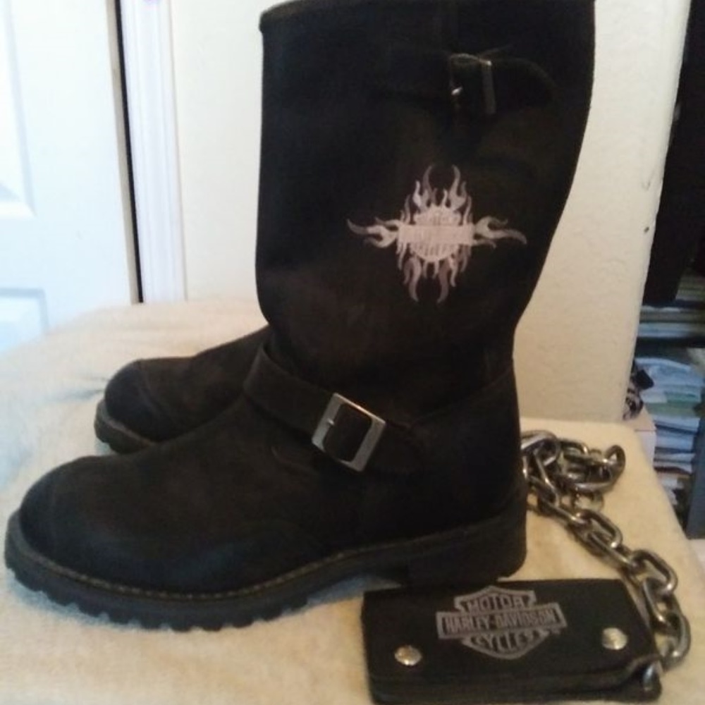 Harley Davidson Men's size 13 boots and wallet